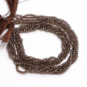 2 mm Natural Smoky Quartz Faceted Round Rondelle Beads Jewelry 33 cm Strand AB20