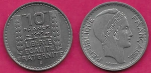 FRANKREICH 10 FRANCS 1949-B VZ PREISTRÄGERKOPF RECHTS,KLEINER KOPF,STÜCKELUNG ÜBER DAT - Bild 1 von 1