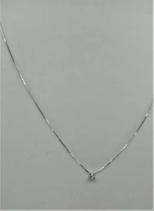 * COLLANA PUNTO LUCE ORO BIANCO 18KT 750 DIAMANTE BRILLANTE DONNA COLLIER OR - Foto 1 di 2