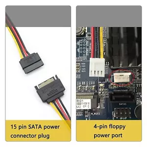 4 Pin Adapter for PC Builds Floppy to 15 Pin SATA Power Cable Reliable - Picture 1 of 6