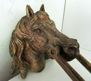 ANTIQUE CAST BRONZE HORSE HEAD DOOR CALLER KNOCKER BEAUTIFUL - Picture 1 of 13
