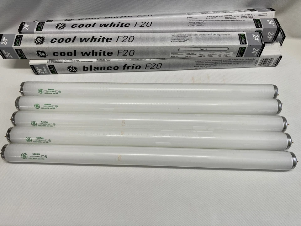 Set of 5 GE Cool White F20 Fluorescent Bulbs 24 inch NOB F20T12 - Image 1 of 4