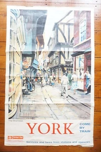 Póster original de viaje ferroviario York The Shambles 1962 de A Carr. Linford - Imagen 1 de 8