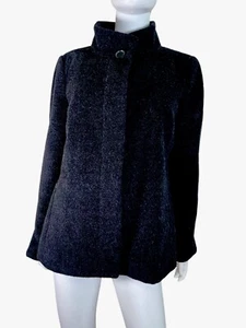 HILARY RADLEY Superfine ALPACA WOOL Black JACKET Coat HIGH NECK Womens Sz 12 LUX - Picture 1 of 17