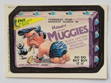 1985 TOPPS #27 WACKY PACK Sticker  MUGGIES DIAPERS Funny Spoof Card