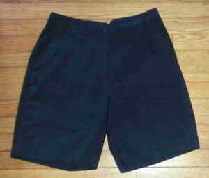 Ashworth Shorts Casual Khaki Flat Front Sz 12 32x8.5 Black Khaki Shorts p3365