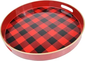 Rundes orangefarbenes dekoratives Serviertablett mit Griffen 13" vielseitiges Ottomane Tablett - Bild 1 von 5