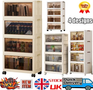 Home Storage Box Lid Wheels Standing Container Case Organiser Storage Unit NEW - Picture 1 of 14