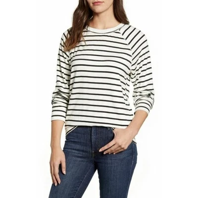 Top de mujer Caslon estampado de coxy manga larga marfil negro rayas Effie XS precio de venta sugerido por el fabricante 49 USD Foto 1 de 4