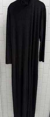 Mono negro Norma Kamali para mujer cuello alto manga larga pierna ancha talla XL Foto 1 de 4