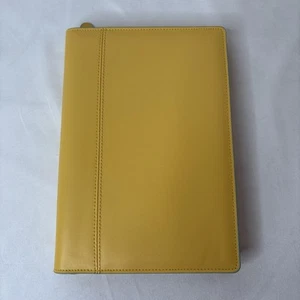 Baekgaard Leather Yellow w/ Blue Trim Zip Agenda Folio Organizer, 10”H x 7”W - Picture 1 of 8