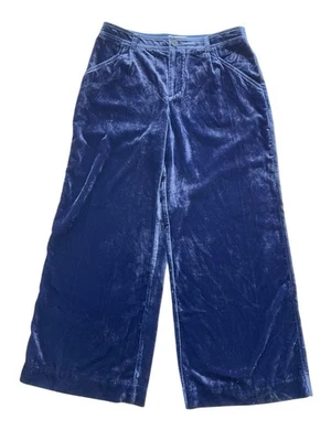 By Anthropologie Velvet Blue Wide Leg Pants Women's Size 10 Holiday NEW - Image 1 of 4