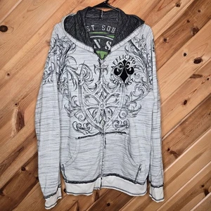 Affliction Live Fast XL Reversible Full Zip Sweatshirt Skull Y2K - Picture 1 of 15