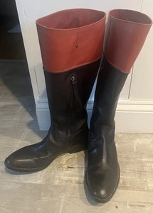 TOD's kniehohe Reitstiefel schwarz/lachsfarben Leder Damenschuh Größe US 9 - Bild 1 von 9
