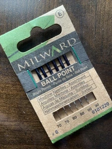 Sewing Machine Needles Ball Point Mixed 6 Pieces Milward Green Haberdashery - Picture 1 of 5