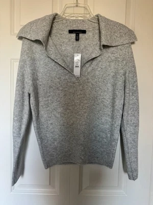 Acogedor Suéter Tejido Cuello Johnny XS Gris Casa Blanca Mercado Negro WHBM Cuello en V Nuevo con Etiquetas Foto 1 de 2