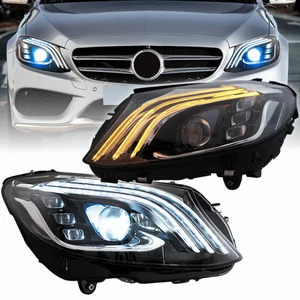 Full LED Scheinwerfer Set Schwarz für Mercedes C-Klasse W205 2014–2021 + TFL - Bild 1 von 6
