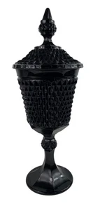 Black Tiara Indiana Glass Diamond Point Apothecary Candy Jar Vintage 1960s - Picture 1 of 14