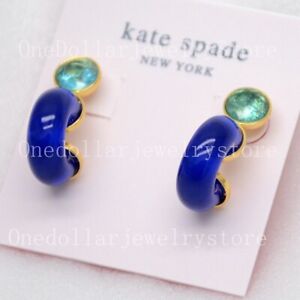 Kate spade Women jewelry Gold Tone Blue Cute Stud Post Pierced Earrings Crystals
