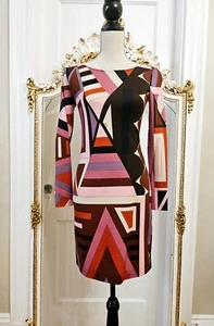 Neu mit Etikett $ 2,6.000 Emilio Pucci geometrisches Wollmischkleid, Größe 40 (IT) - Bild 1 von 19