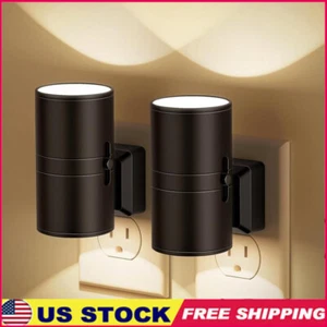 2 Pack Dimmable Night Light Plug in W/ Dusk To Dawn Sensor Adjustable Brightness - Picture 1 of 6