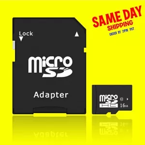 Black 16GB Micro SD TF Card SDHC Class 10 U1 Flash Memory Cards For Phone Camera - Picture 1 of 1