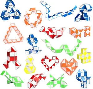 18 Pack Fidget Snake Cube Twist Puzzle Toys for Kids Teens Party Favors - Picture 1 of 8