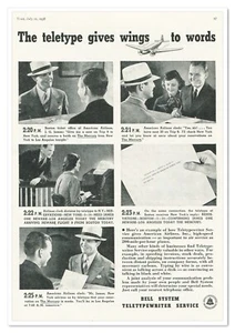 Print Ad Bell Teletypewriter American Airlines Vintage 1938 Advertisement - Picture 1 of 4