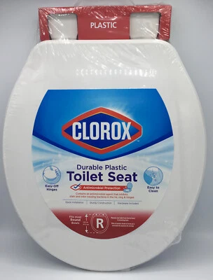 Nuevo asiento de inodoro redondo duro de plástico duradero Clorox blanco protección antimicrobiana Foto 1 de 4