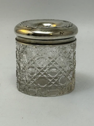 HAIR PIN JAR STERLING SILVER TOP GEORGE V Chester 1913~FREE P&P UK Cover
