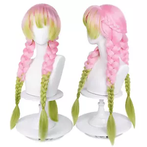 LABEAUTÉ Max Beauty Anime rosa und grün Perücke für Mitsuri Cosplay geflochtenes Haar Wi - Bild 1 von 12