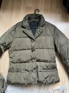 Prada Women’s Down Puffer Jacket Sz 44 Dark Green Zip Front Pockets. - Picture 1 of 14