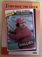 1990 Topps Mike Schmidt Turn Back The Clock Baseball Card #662 Phillies HOF VG