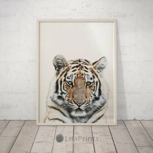 Estampado de tigre, decoración de guardería de safari, arte de pared de tigre foto de animal estampado decoración del hogar - Imagen 1 de 5