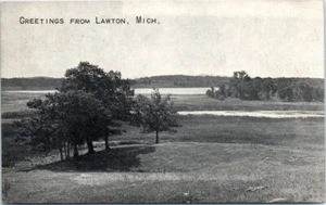 1910s MI Postcard Greetings From Lawton Michigan Postmark 1919 Nature Scene - Picture 1 of 2