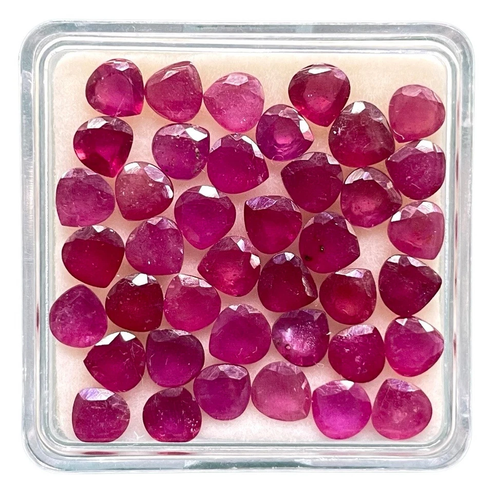 30 PCS Lab Created Ruby 5MM Heart Shape Dazzling Loose Gemstone Wholesale - Image 1 of 1
