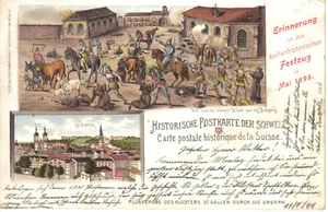 AK Litho Ansichtskarte 1899 St. Gallen Festzug Plünderung des Klosters - Bild 1 von 1