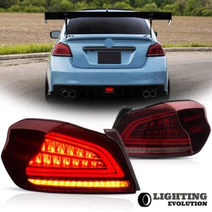 LED Tail Lights For 2015-2021 Subaru WRX/WRX STI Red Lens Sequential VLAND LH+RH - Picture 1 of 8