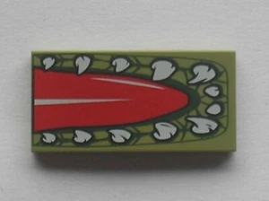 LEGO Olive Green Tile 2x4 Red Tongue Crocodile Teeth Ref 87079pb0158 Set 70126 - Picture 1 of 1