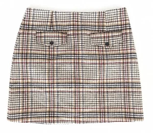 Lili Sidonio Damen Minirock beige gewebt kariert Größe Medium M - Bild 1 von 10