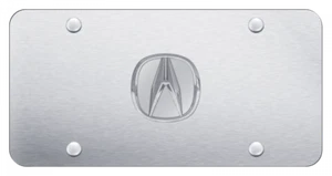 Acura 3D Chrome Logo on Brushed Stainless Steel License Plate Official Licensed - Picture 1 of 1