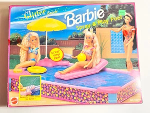 BARBIE Spray & Play Pool Glitter Beach 1991 MATTEL No.9327 Incomplete Set W/Box - Picture 1 of 8