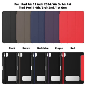 For iPad Air 11" 13" iPad Pro 11" 13" 2024 Slim Leather Trifold Stand Case Cover - Picture 1 of 21