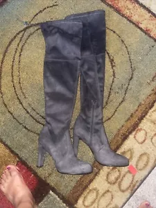 Sam Edelman Women's Charcoal Gray Suede Over The Knee Boots - Sz 9 1/2 - Picture 1 of 8