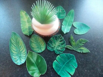 SHARONS EDIBLE BUTTERFLIES Large or small Edible Wafer Paper Jungle/tropical Leaves cake/cupcake toppers