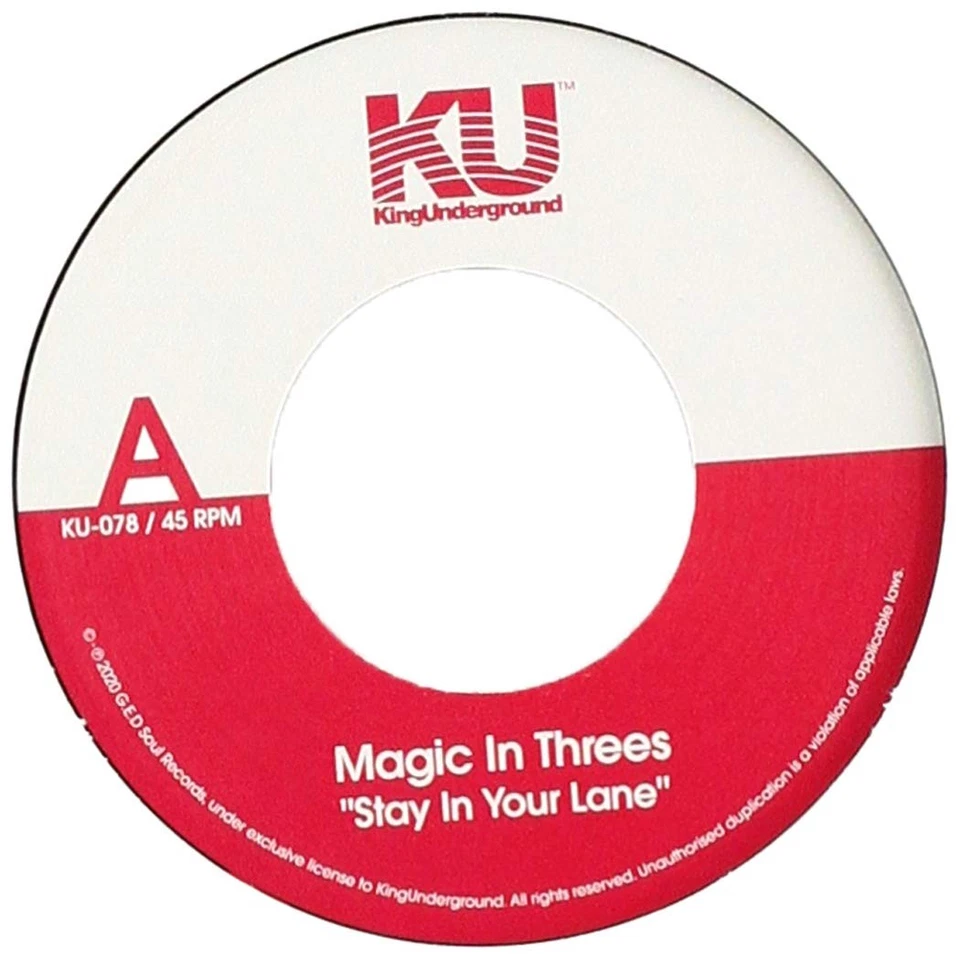 Magic In Threes Stay In Your Lane 7 Inch Vinyl KU078 NEW - Image 1 of 1