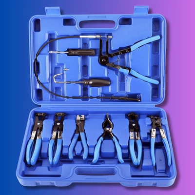 10Pc Hose Clamp Clip Remover Pliers Wire Long Reach Kit Fuel Oil Water Hose Tool Foto 1 de 4