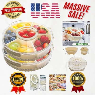 Elegante bandeja giratoria dividida para servir para charcutería y picnics - 10,5" Foto 1 de 4