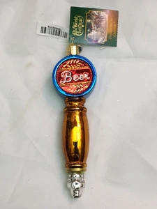 BEER LOVERS! BEER TAP GLASS CHRISTMAS ORNAMENT BY OLD WORLD CHRISTMAS NEW - Picture 1 of 3