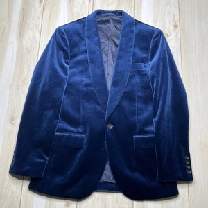 J.Crew Ludlow Shawl Collar Velvet Blazer Jacket Smocking Tuxedo Mens 38S Navy - Picture 1 of 16